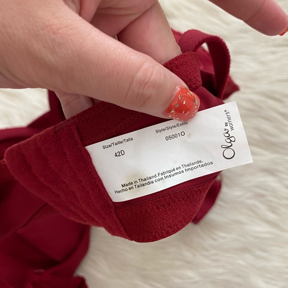 Olga Dark Red Lace Gentle Luxury Lift Bra 42D - Picture 10 of 11